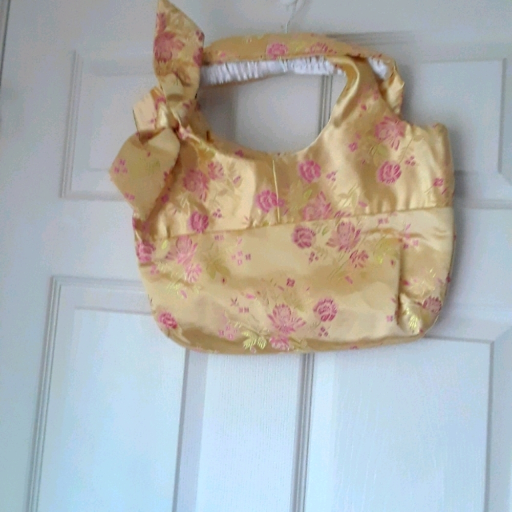 LAST CHANCE Going In The Donation Box-Gold Satin Hobo Bag/Tote